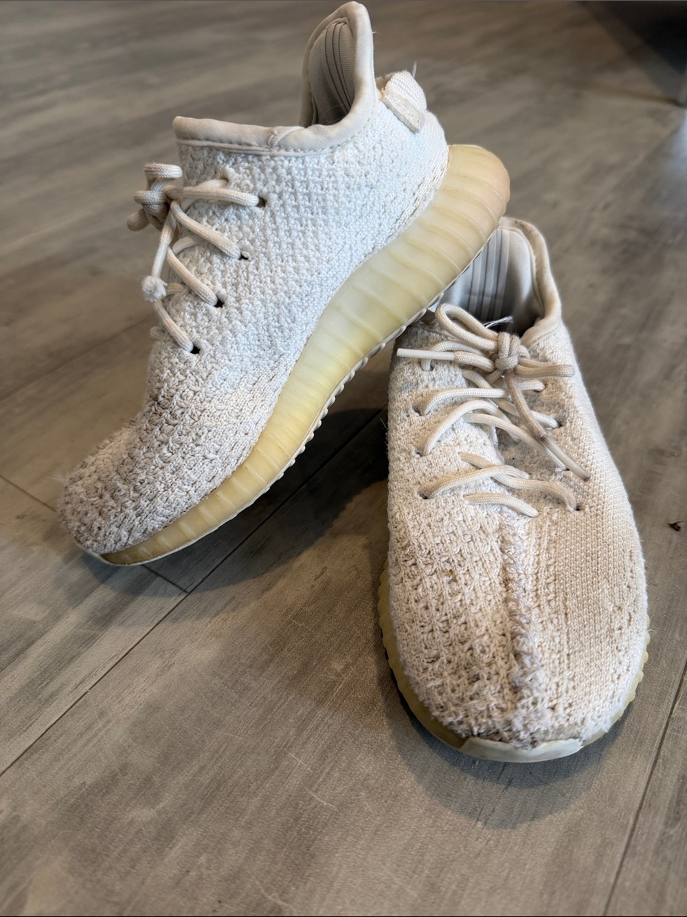 Kids Knit Yeezy x Adidas Sneakers in Cream